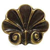 Emenee MK1199-ABR Home Classics Collection Scroll Shell 1-3/4 inch x 1-1/2 inch in Antique Matte Brass buttons Series